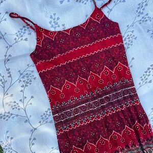 Vintage Velvet Spaghetti Strap Patterned Dress